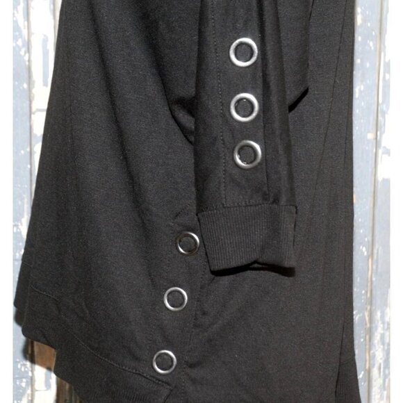 The Sweatshirt Project Ladies Black Blouse S Half Sleeve Button Accents Stretch - Picture 4 of 6